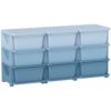 Brilluxa Kids Storage Dresser, 29.5-Inch 3-Tier Toy Organizer and Drawer Tower with 9 Fabric Drawers, Blue Storage Unit for Bedroom, Playroom, or Nursery