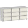 Brilluxa Kids Storage Dresser, 29.5-Inch Cream White 3-Tier Organizer Tower with 9 Drawers, Drawer Chest and Clothing Storage Cabinet for Bedroom or Playroom