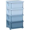 Brilluxa Kids Storage Dresser, 30-Inch Blue 4-Tier Drawer Tower and Clothing Organizer with 4 Drawers for Children's Bedroom, Playroom, or Nursery Storage