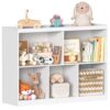 BRINJOY Toy Storage Organizer, 5-Section Kids Bookcase with Raised Edge, Children's Toy Shelf Cabinet for Playroom Bedroom Daycare Nursery School, Montessori Bookshelf for Boys & Girls (2-Tiers)