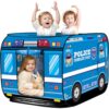 Britik Police Car Pop Up Tent Kids Toddler Indoor Outdoor Playhouse Toy