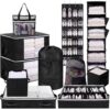 Briwooody 11 Pcs College Dorm Storage Set, Closet Organizer, Over Door Shoe Rack, Under Bed Storage, Laundry Backpack, Shower Caddy and Collapsible Bins for College Students(Black)
