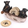 Briwooody 4 Pcs Black Bears Canoeing Coaster Set in Handmade Canoe Coaster Set for Drinks Home Decoration for Dining Room Bear Gifts for Women Drinks Home Decoration