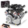 BrixVibe V8 Mini Engine Model Kit that Runs Building Sets with Motor, APP Control technic & Light, Car Mechanic Engineering Collectible for Adults Boys 14+