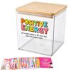 Bromjavol Affirmation Jar with 50 Encouragement Cards, Square Glass Positive Energy Jars with Bamboo Lid, Daily Positive Notes Memory Jar, Inspirational Gift for Women, Friends, Teachers, Coworkers