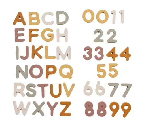 Brooklyn Neutral Silicone Magnetic Letters and Numbers- 46 Piece Play Set. Number and Letter Magnets for Whiteboard, Refridgerator or Classroom