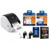 Brother QL-1100 Wide Format Direct Thermal Label Printer Bundle with Deco Essentials eBook + DK-1247 Shipping Labels & DK-1201 Address Labels - USB Shipping & Barcode Label Printer for Business