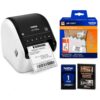Brother QL-1110NWB Wide Format Direct Thermal USB, Wi-Fi & Bluetooth Shipping Label Printer - Bundle with Deco Essentials eBook + DK-1247 4.07" x 6.4" Shipping Labels