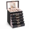 Brothersbox Large 6-Layer Jewelry Storage Box Organizer for Women, Black