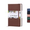 BROWNSTONE JOURNALS A5 Sketch Book Hardcover - 80 Sheets 100 GSM Paper 5"x8", Lay Flat, Vegan Leather Cover, Elastic Band, Back Pocket, Art Drawing Book (Chestnut Brown)