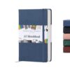 BROWNSTONE JOURNALS A5 Sketch Book Hardcover - 80 Sheets 100 GSM Paper 5"x8", Lay Flat, Vegan Leather Cover, Elastic Band, Back Pocket, Art Drawing Book (Symphony Blue)