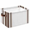 Brown Striped Storage Basket for Shelves, Farmhouse Simple Line Vertical Stripes Storage Cube Fabric Storage Bins, Closet Organizers with Handles for Cloth, Book, Playing, 15"x11"x9.5", 1 Pack