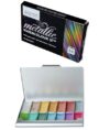 BRUSTRO Artist Metallic Watercolour Half Pans Set of 14