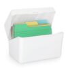 BSTKEY 4 x 6 inch Plastic Index Card Holder Recipe Card Box, 1 White Flash Card Case Note Card Box Storage Organizer for 10 x 15cm Index Card Flashcard Recipe (No Cards)