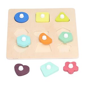 BTSEURY Wooden Peg Puzzles for Toddlers, Educational Preschool Learning Board with Knob, Develops Memory and Cognition, 7.1 Inch (Shape Style)