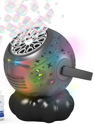 Bubble Machine for Kids, 3-in-1 Rechargeable Bubble Maker with 7 Night Light Star Projector, 30000+ Bubbles/Min, 600ml Large Capacity Electric Bubble Blower Toy for Weddings, Birthday Parties