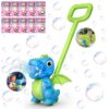 Bubble Machine for Kids, Dinosaur Bubble Lawn Mower for Toddlers with Light
