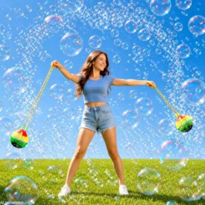 Bubble Poi, 2 Pack, Handmade Giant Rainbow Bubble Poi Balls