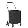 BUCABUCA Shopping Cart to Go Upstairs,Shopping Cart on Wheels, Foldable Utility Shopping Carts with 360° Rolling Swivel Wheels for Groceries Laundry