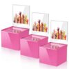 Bucherry Acrylic Donation Box with Slot, 6 x 5 x 5 Inches Ballot Suggestion Raffle Ticket Box with Sign for Fundraising, Raffle, Collecting, Donating, Voting(Hot Pink,3 Pcs)
