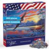 Buffalo Games - Star-Spangled Sunset - Darrell Bush - 500 Piece Patriotic Jigsaw Puzzle for Adults - American Nature Sunset Scene with Bald Eagle - Fourth of July Artwork, Adult Puzzles