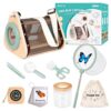 Bug Catcher for Kids, Wooden Bug Catching Outdoor Toys for Ages 4-8, STEM Explorer Activities with Butterfly Net Magnifying Glass Tweezers Insect Habitat Observation Cup Storage Bag Learning Cards