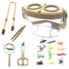 Bug Catcher Kit, Kids Bug Collection Kit, Outdoor Nature Explorer Kit, Science Educational Kit with Tweezers, Magnifying Glass, Bug Observation Container(Gold)