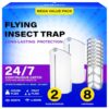 BuggyBands Flying Insect Trap, Fruit Fly Trap Plug in Indoor Bug Catcher with 8 Refill for Gnats, Moths, House & Fruit Flies - Refill Compatible with ZevoM364A/Max (2 Devices + 8 Refills)