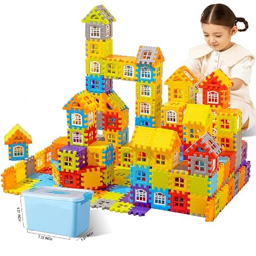 Building Blocks Set 210 Pieces - STEM Educational Learning Toys for Kids Ages 3-8, Creative Construction Preschool Toys for Boys Girls, Safe Plastic Building Set with Storage Box