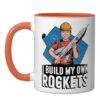 Build Your Own Model Rocket Launch Pad Kit Ceramic Mug, Orange/White, 11oz