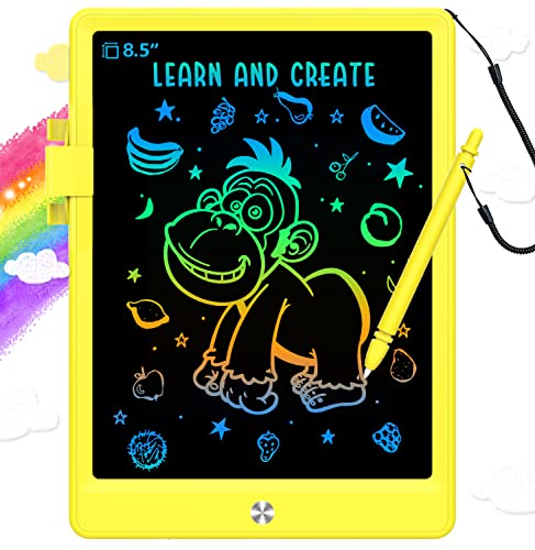BUKEBU Toddler Toys for 3-6 Years Old Girls Boys, LCD Writing Tablet 8.5 Inch Doodle Board, Electronic Drawing Tablet, Drawing Pads,Travel Gifts for Kids Age 3 4 5 6 7 Year Old Girls Boys (Yellow)