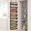 BUKFEN 8-Tier Over the Door Pantry Organizer, 2-in-1 Door Hanging or Wall Mounted Spice Rack, Heavy Duty Metal Storage Shelves with Adjustable Wooden Baskets for Kitchen Bathroom Closet