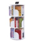 BUKGOCUMN 3 Tier 360°White Rotating Stackable Shelves Bookshelf Organizer