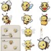 Bulerrylulu 9 Pcs Bee Diamond Painting Magnets Kits Cat Fridge Magnet Stickers Diamond Art Painting Keychains Gem Painting kit for Beginners Adults DIY Art Craft Gifts Home Decors