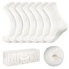 Bulinlulu Fuzzy Socks with Grips Plush Sleep Cozy Winter Soft Hospital Fluffy Socks for Womens Mens Gifts(White)