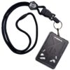 Bulk 25 Pack - Specialist ID Vertical Top Load Three Card Badge Holder - Hard Plastic with Heavy Duty Breakaway Lanyard w Quick Release Metal Clip & Key Ring - Holds 3 ID Cards Inside (Black)