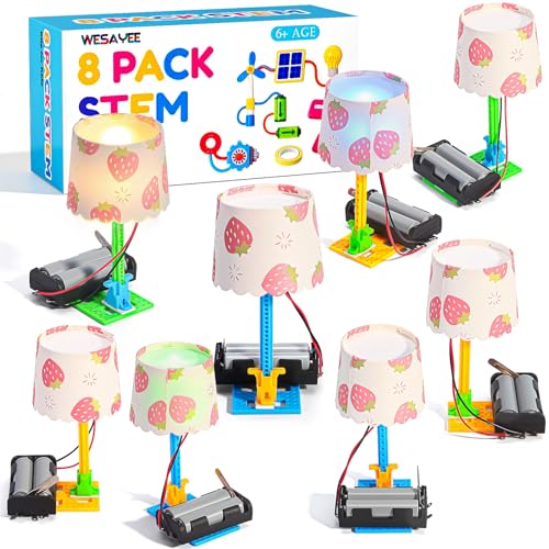 Bulk STEM Kits - 8 Set Electric Light Engineering Circuit Kit, Science Experiments Building Toys for Ages 8-12, STEM Girls Boys Arts and Crafts, Table Lamps for Kids Activities 8-10 10-12 14