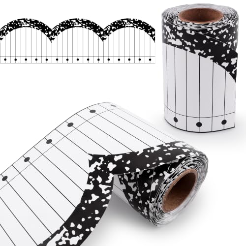 Bulletin Board Borders, 32.8ft Composition Notebook Bulletin Black White Posterboard Bulletin Board Trim for Classroom Door Wall Decor Home School Office Chalkboar Back to School Decorations