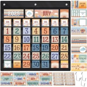 Bulyoou 119 Pcs Classroom Calendar Pocket Chart Black Monthly Bulletin Board Set Seasons Festival Weather Farmhouse Calendar Set for Classroom Decoration Back to School Supplies (Mountains)