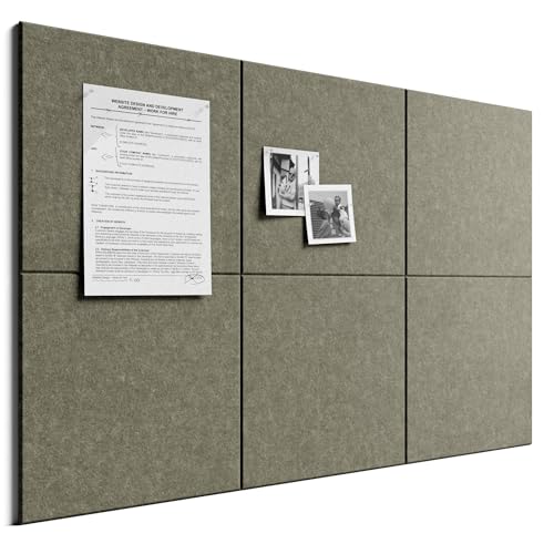 Bumusty Large Cork Board Alternative-36 x 24" Felt Bulletin Board Tiles, with 30 Pushpins, 40 Adhesive Tabs, Bold-Stripe 6-Pack, Cork Boards for Office Push Pin Board Felt Board-Earth Brown