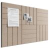 Bumusty Large Cork Board Alternative-36 x 24" Felt Bulletin Board Tiles, with 30 Pushpins, 40 Adhesive Tabs, Bold-Stripe 6-Pack, Cork Boards for Office Push Pin Board Felt Board-Taupe