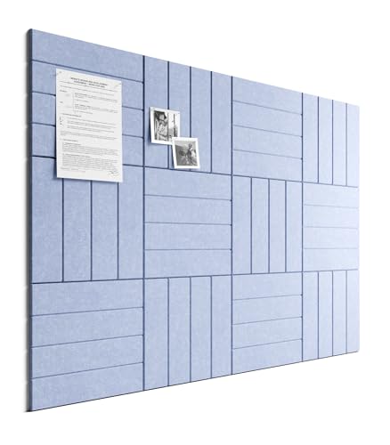 Bumusty Large Cork Board Alternative-48 x 36" Felt Bulletin Board Tiles, with 30 Pushpins, 70 Adhesive Tabs, Bold-Stripe 12-Pack, Cork Boards for Office Push Pin Board-Soft Periwinkle