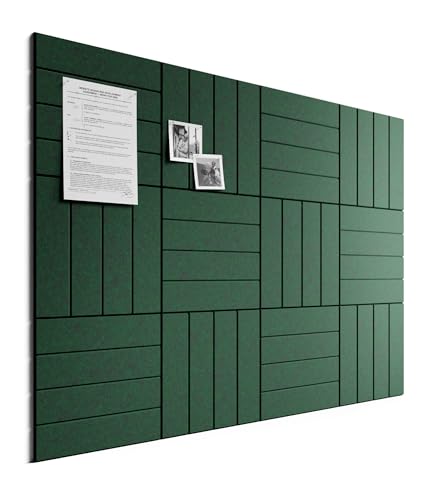 Bumusty Large Cork Board Alternative-48 x 36" Felt Bulletin Board Tiles, with 30 Pushpins, 70 Adhesive Tabs, Bold-Stripe 12-Pack, Cork Boards for Office Push Pin Board Felt Board-Pine Green