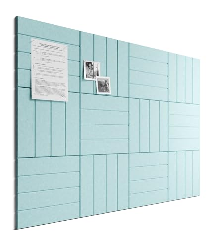 Bumusty Large Cork Board Alternative-48 x 36" Felt Bulletin Board Tiles, with 30 Pushpins, 70 Adhesive Tabs, Bold-Stripe 12-Pack, Cork Boards for Office Push Pin Board Felt Board-Aqua Blue