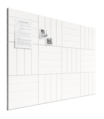 Bumusty Large Cork Board Alternative-48 x 36" Felt Bulletin Board Tiles, with 30 Pushpins, 70 Adhesive Tabs, Bold-Stripe 12-Pack, Cork Boards for Office Push Pin Board Felt Board-Milky White