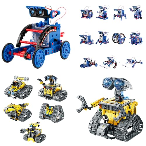 Bundle - 2 Items: Sillbird 12-in-1 Solar Robot Toys & Robot Building Kit with Remote Control for Boys Ages 8-14, Christmas STEM Robotics Technic Toy, Coding Science Educational Gift