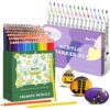 Bundle of Arrtx Professional 126 Colors Colored Pencils with Arrtx 30 Colors Acrylic Paint Pens for Rock Painting, Extra Brush Tip, Water Based Paint Markers for Stone, Glass, Easter Egg, Wood
