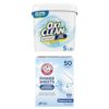 Bundle of OxiClean White Revive Laundry Whitener and Stain Remover Powder, 5 lb + Arm & Hammer Power Sheets Laundry Detergent, Fragrance Free 50ct, up to 100 Small Loads