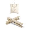 Bundle of Whitmor Canvas Clothespin Bag Hanging Storage Organizer + Whitmor 50 Pack Wooden Clothespins, Heavy Duty Clothes Pins for Laundry Line, Natural Wood Clips with Rust-Resistant Springs
