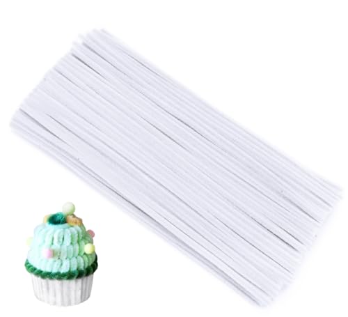 Bundooraking White Pipe Cleaners for Crafts – 12in Chenille Stems, Art and Craft Supplies for DIY Projects, Decorations, and Creative Crafting